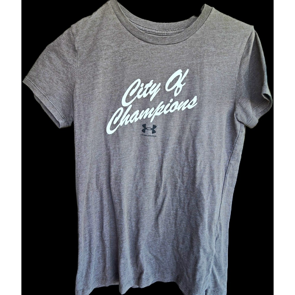 Under Armour Women's Gray City Of Champions Graphic Print Crew Neck Tee Size XS